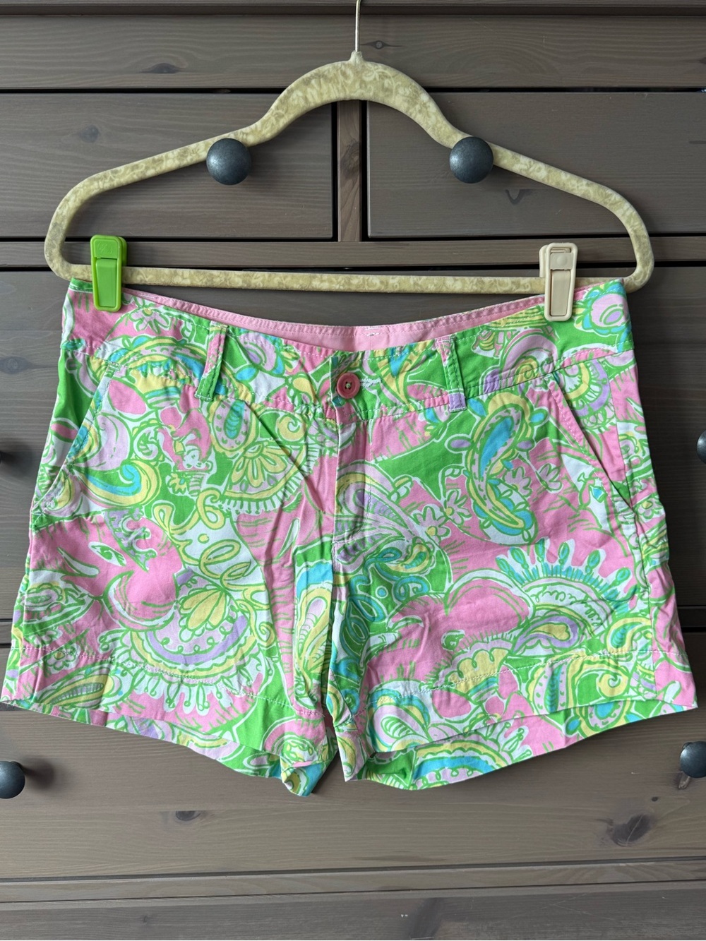 Lilly Pulitzer Callahan Shorts Size 8 Chin Chin Elephant Paisley Print Chino